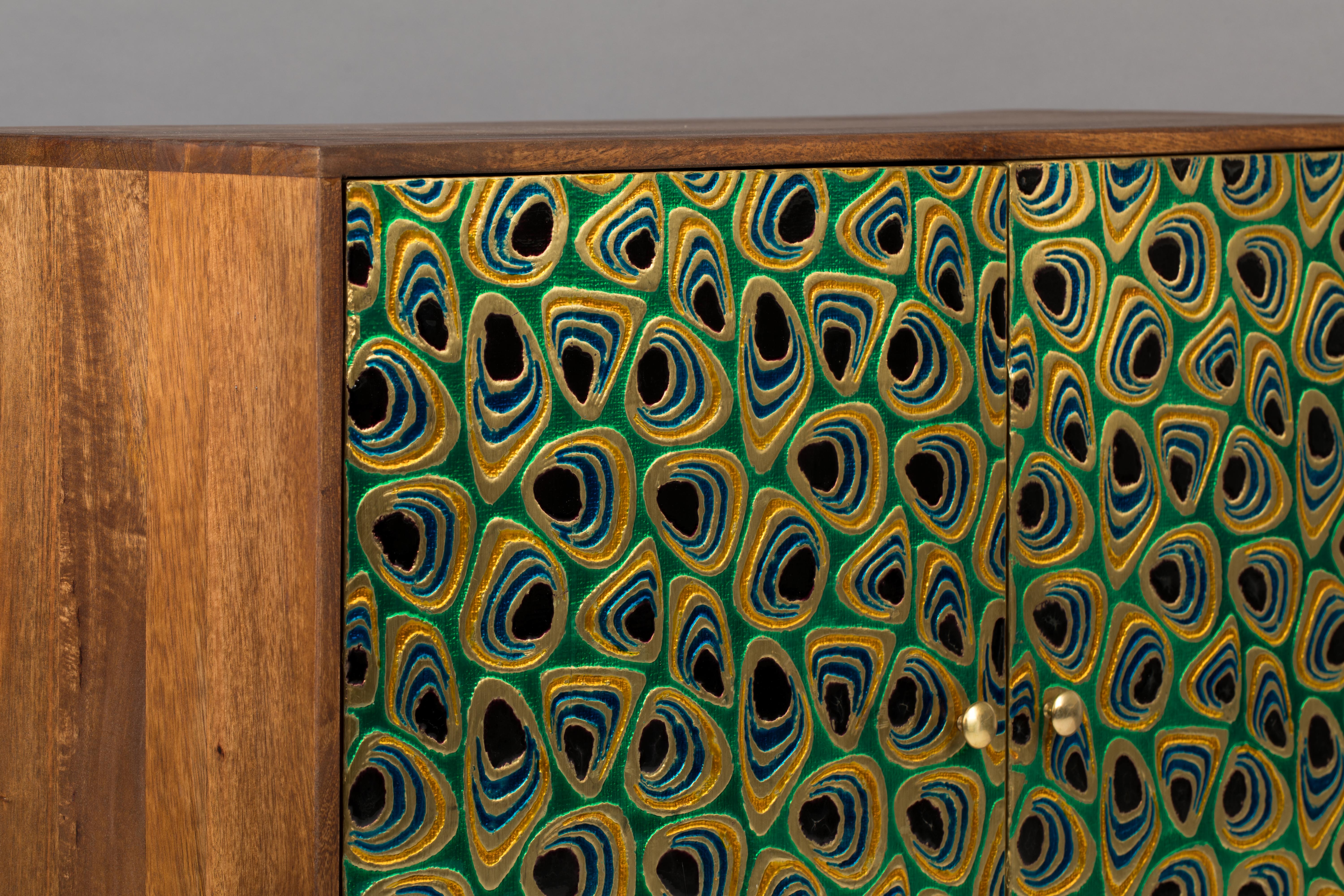 Dutchbone Meena Green Peacock Eyes Sideboard